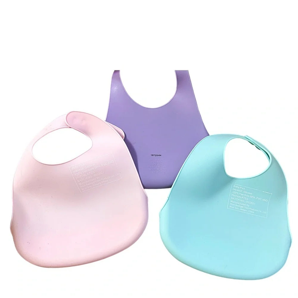 Silicone Baby Bibs – Set of 3 – Adjustable, Soft, Easy-Clean